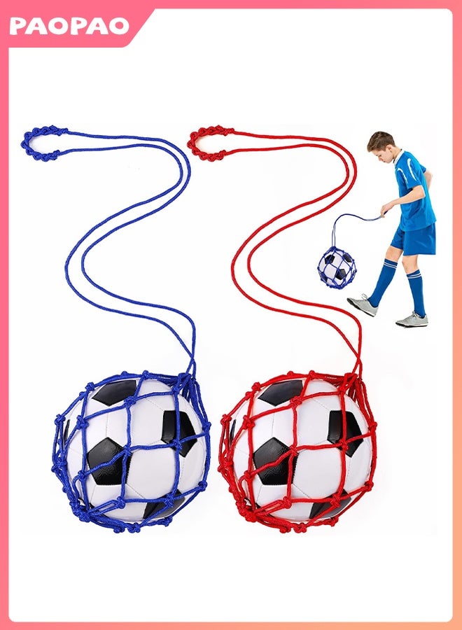Pao pao 2PCS Football Kick Trainer, Soccer Return Trainer Net Fits Ball Size 3, 4, 5, Hands-Free Football Kick Throw Solo Practice Training Aid, Adjustable Waist Belt Soccer Ball Trainer Net - Image 1